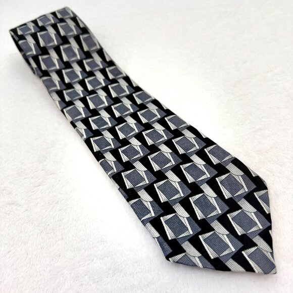 Puritan Geometric Tie Gray Black Regular Traditional - Picture 1 of 5